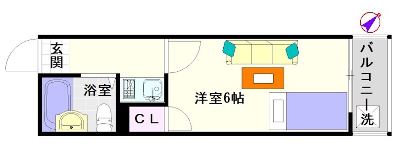 大阪　大国町1Rマンション 間取り図 の画像